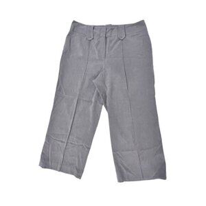 Larry Levine Cropped Dress Pants Women Size 8 Grey Pleated Stretch Rayon Trouser